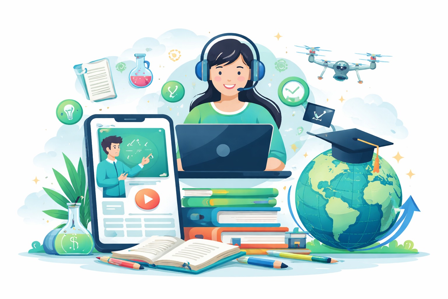 Diverse students in online tutoring