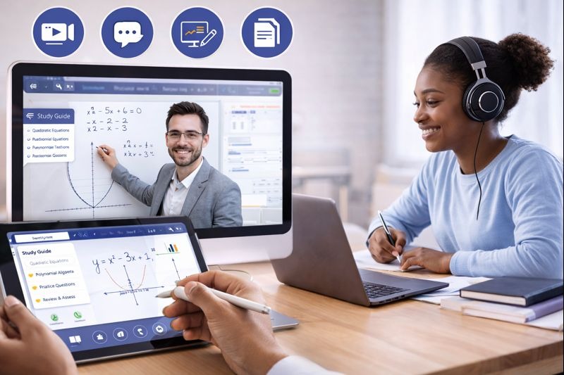 Diverse students in online tutoring